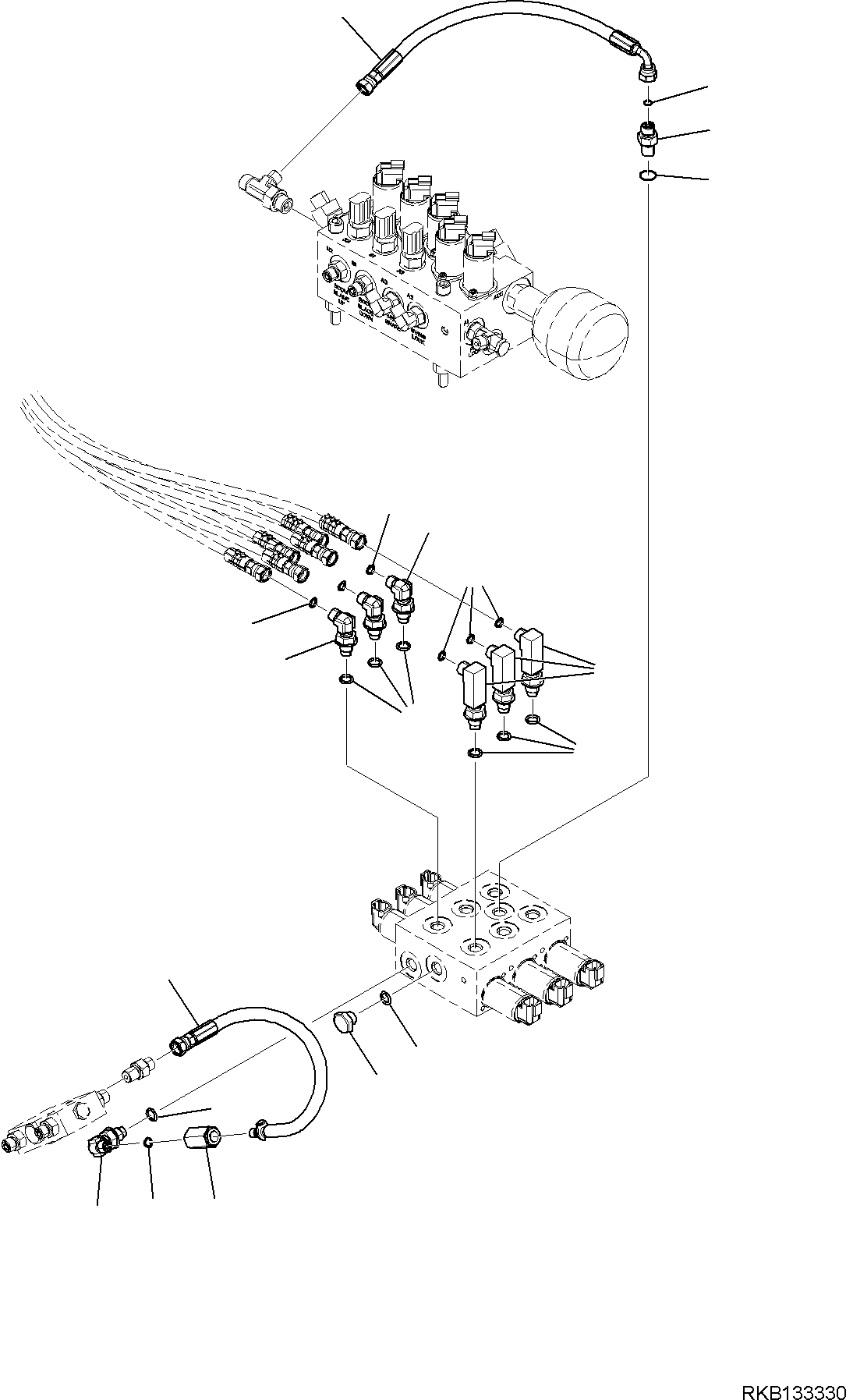 Komatsu parts book diagram for PW98MR-11E0 S/N F30001 AND UP: ATTACHMENT PIPING, SOLENOID VALVE RELATED PARTS