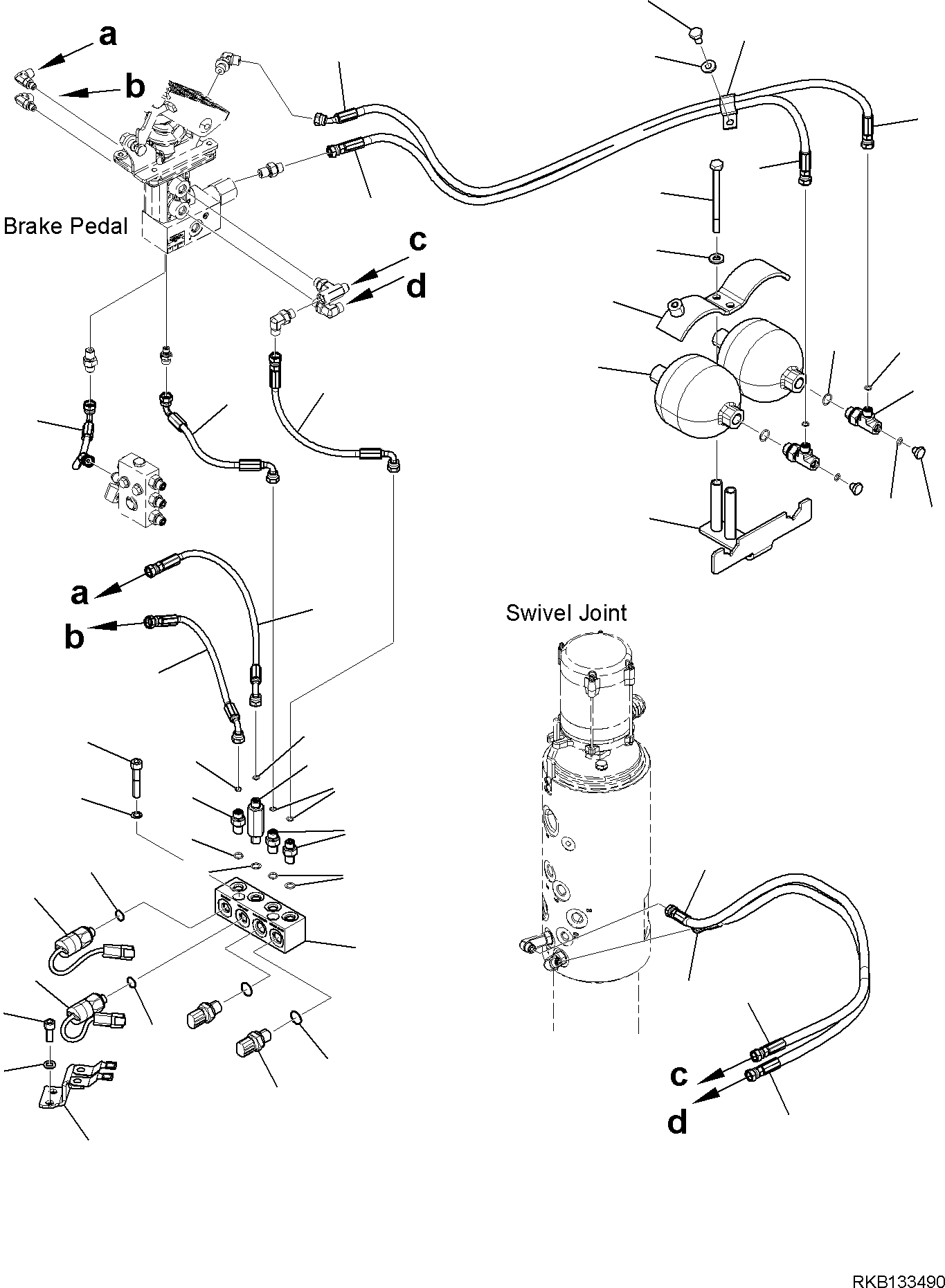 Komatsu parts book diagram for PW98MR-11E0 S/N F30001 AND UP: BRAKE PIPING, BRAKE PIPING, UPPER LINE