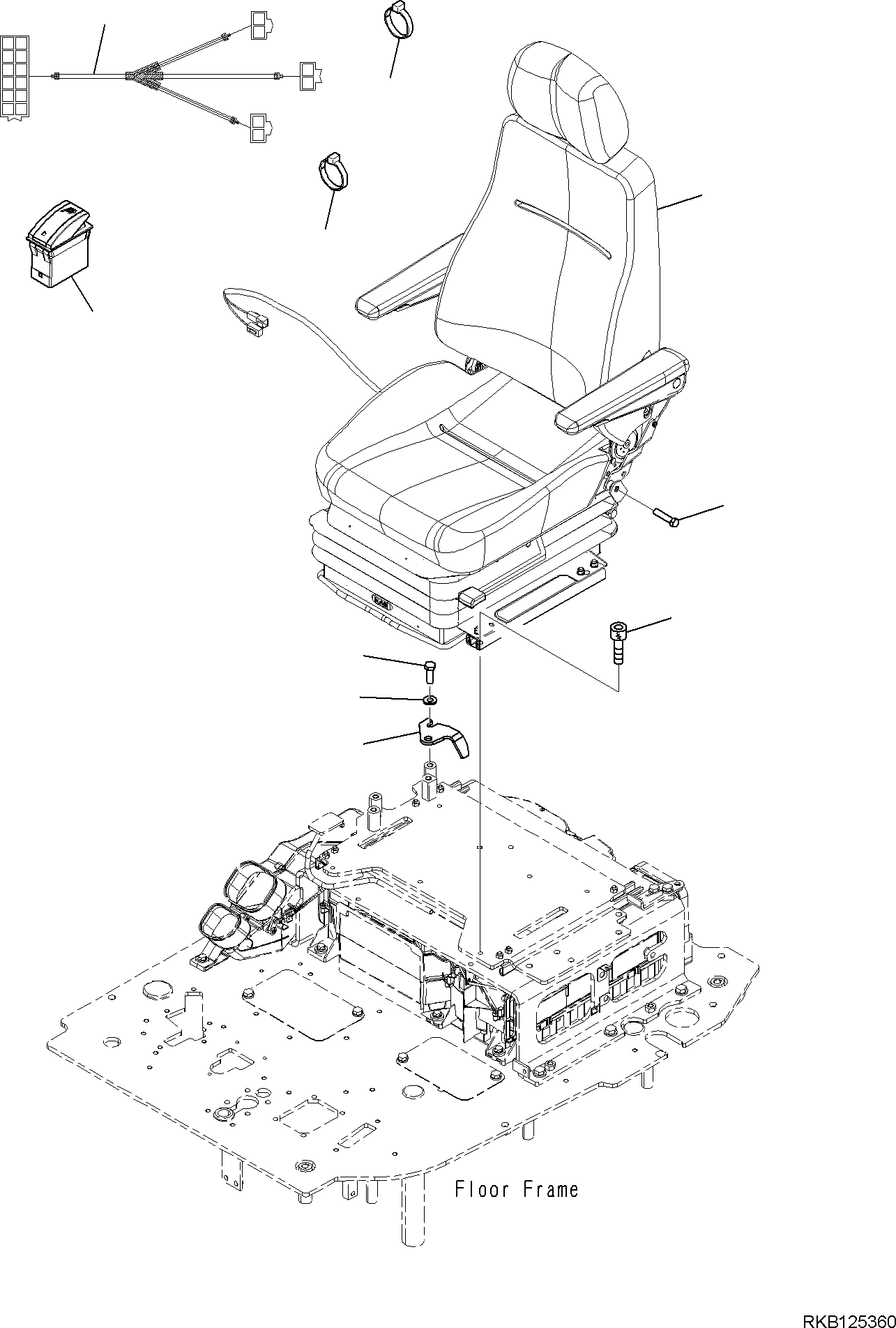 Komatsu parts book diagram for PW98MR-11E0 S/N F30001 AND UP: OPERATOR'S SEAT, MOUNTING