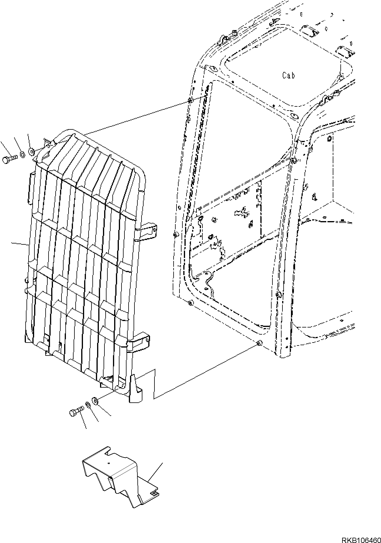 Komatsu parts book diagram for PW98MR-11E0 S/N F30001 AND UP: FRONT GUARD