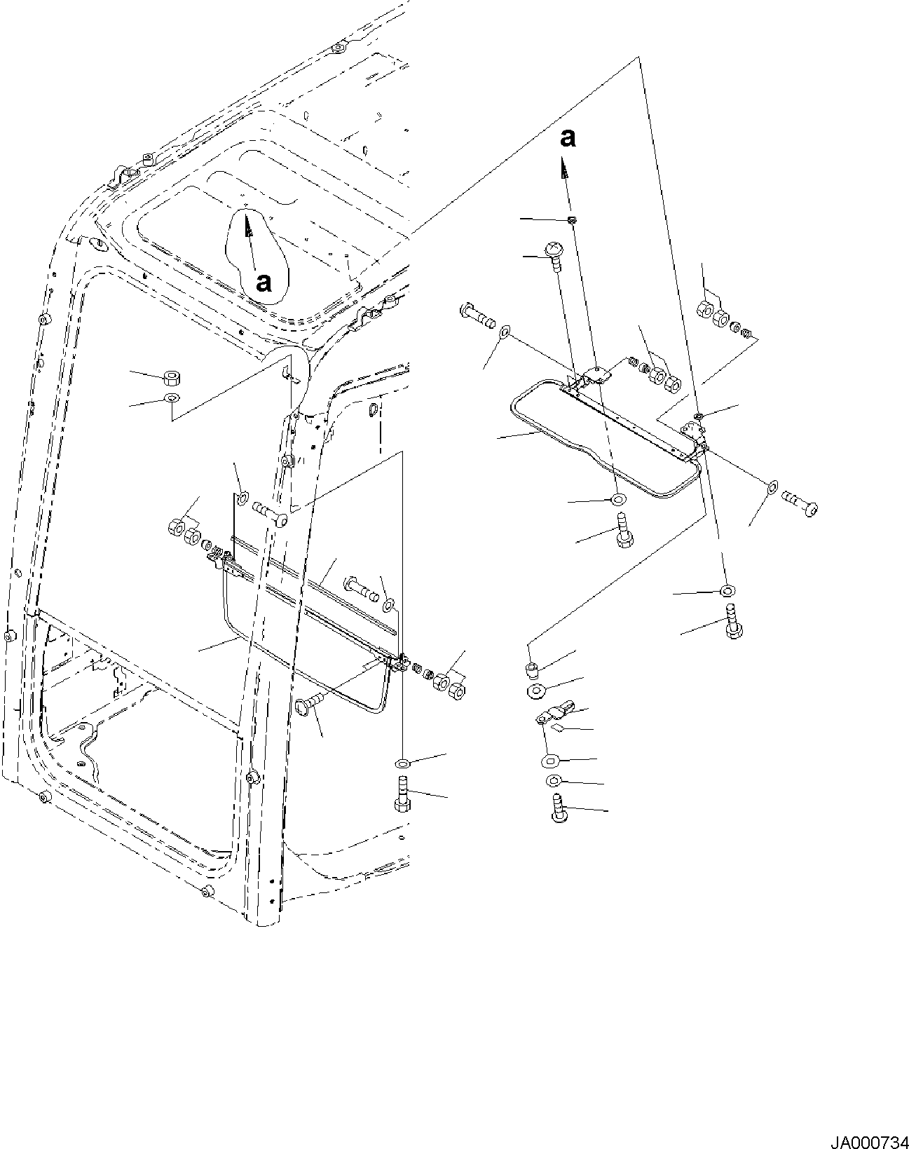 Komatsu parts book diagram for PW98MR-11E0 S/N F30001 AND UP: SUNVISOR