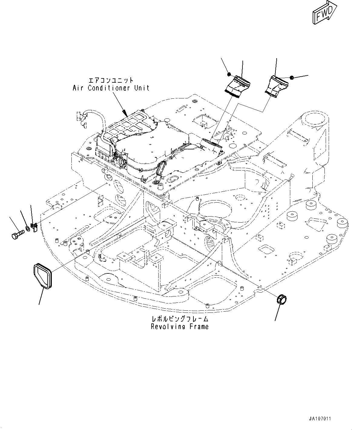 Komatsu parts book diagram for PW98MR-11E0 S/N F30001 AND UP: AIR CONDITIONER UNIT, DUCT