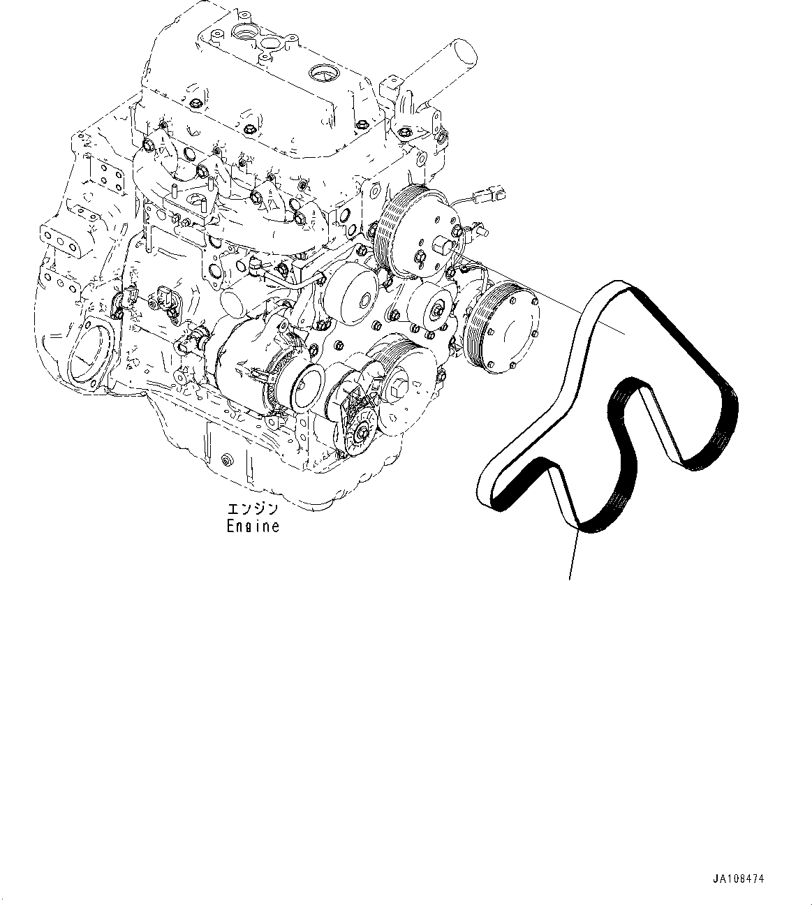 Komatsu parts book diagram for PW98MR-11E0 S/N F30001 AND UP: AIR CONDITIONER UNIT, BELT