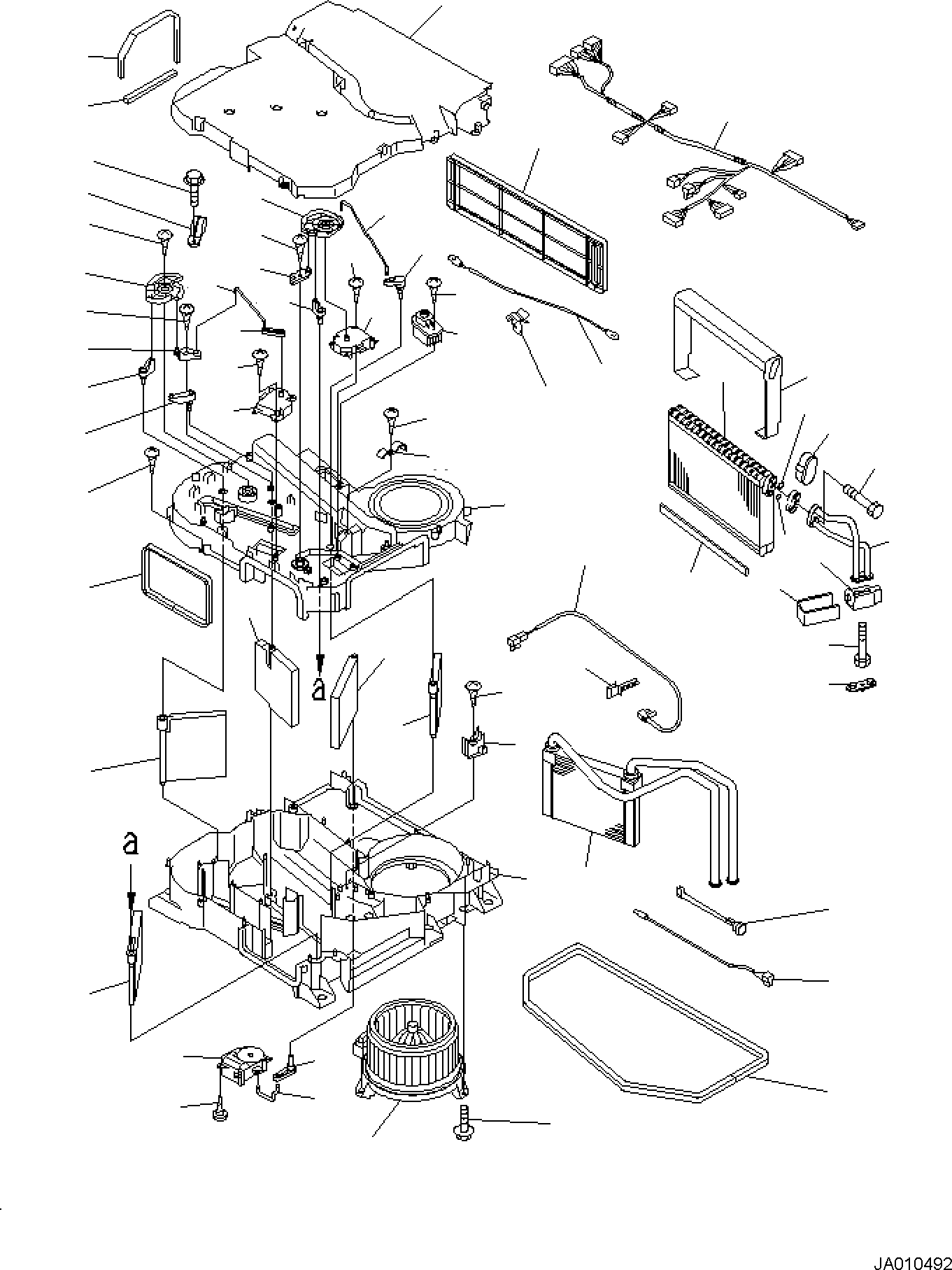 Komatsu parts book diagram for PW98MR-11E0 S/N F30001 AND UP: CAB AND FLOOR FRAME, FLOOR FRAME, AIR CONDITIONER UNIT