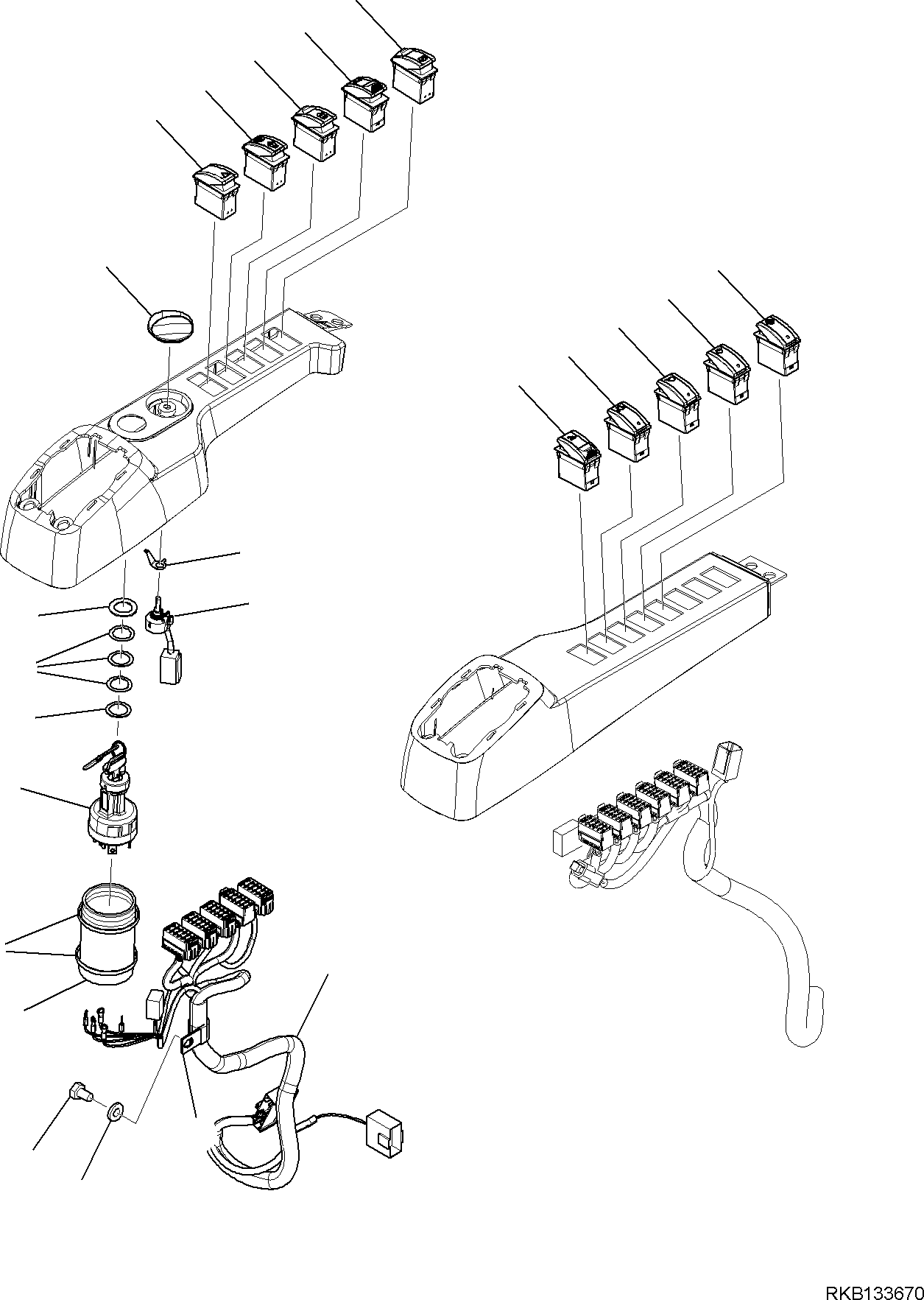 Komatsu parts book diagram for PW98MR-11E0 S/N F30001 AND UP: CAB AND FLOOR FRAME, FLOOR FRAME, STARTING KEY AND SWITCHES