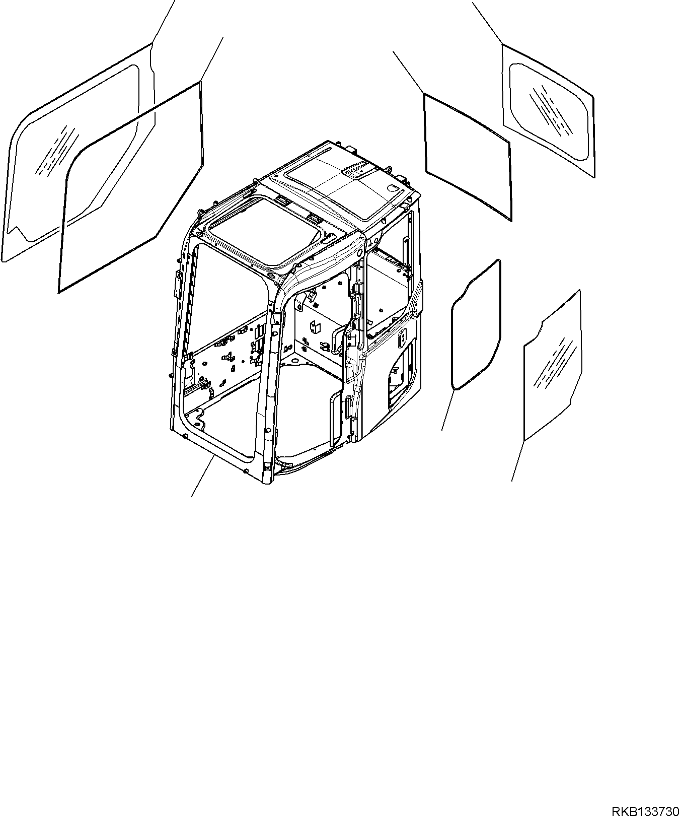 Komatsu parts book diagram for PW98MR-11E0 S/N F30001 AND UP: CAB AND FLOOR FRAME, CAB, CAB BODY AND WINDOW