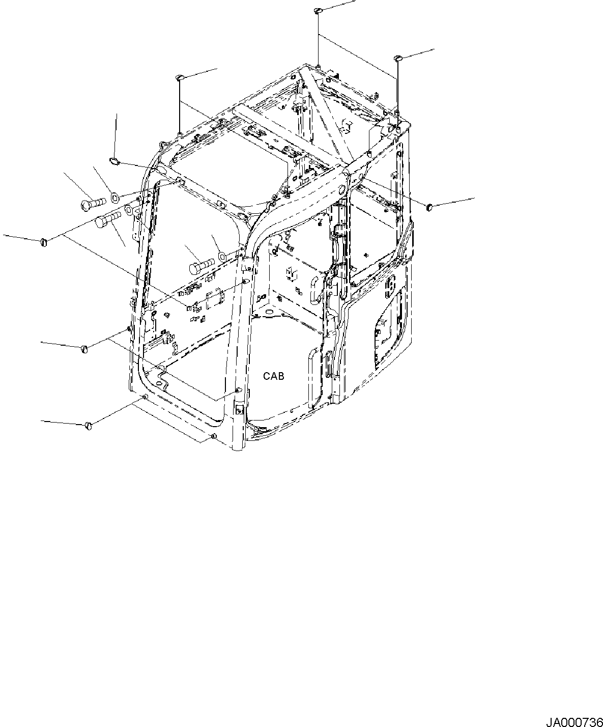 Komatsu parts book diagram for PW98MR-11E0 S/N F30001 AND UP: CAB AND FLOOR FRAME, CAB, PLUG