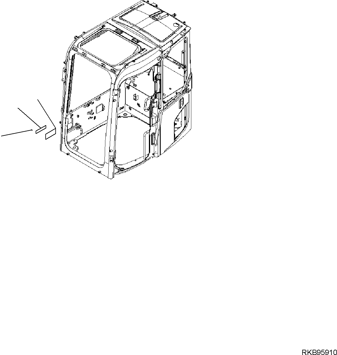 Komatsu parts book diagram for PW98MR-11E0 S/N F30001 AND UP: CAB AND FLOOR FRAME, CAB, ROPS PLATE