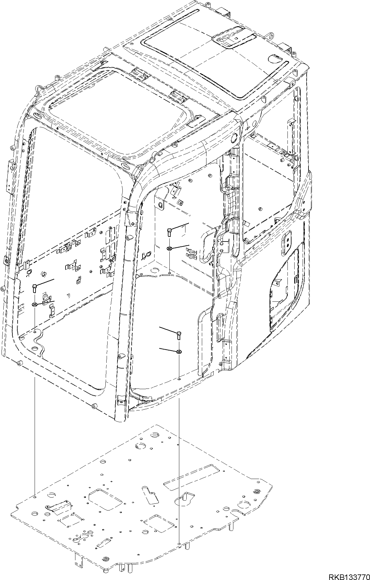Komatsu parts book diagram for PW98MR-11E0 S/N F30001 AND UP: CAB AND FLOOR FRAME, CAB, MOUNTING