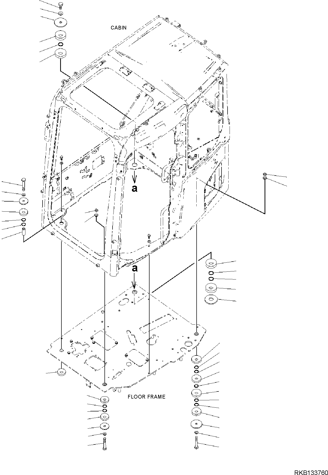 Komatsu parts book diagram for PW98MR-11E0 S/N F30001 AND UP: FLOOR MOUNTING