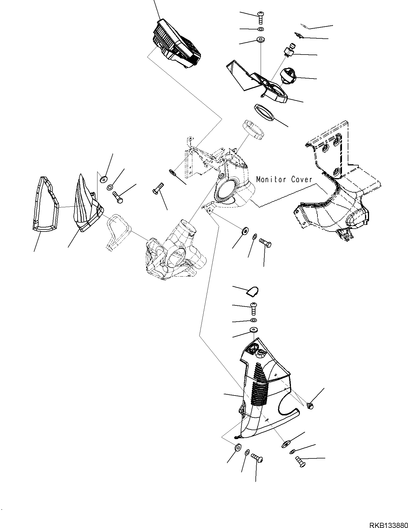 Komatsu parts book diagram for PW98MR-11E0 S/N F30001 AND UP: FLOOR COVER, MONITOR