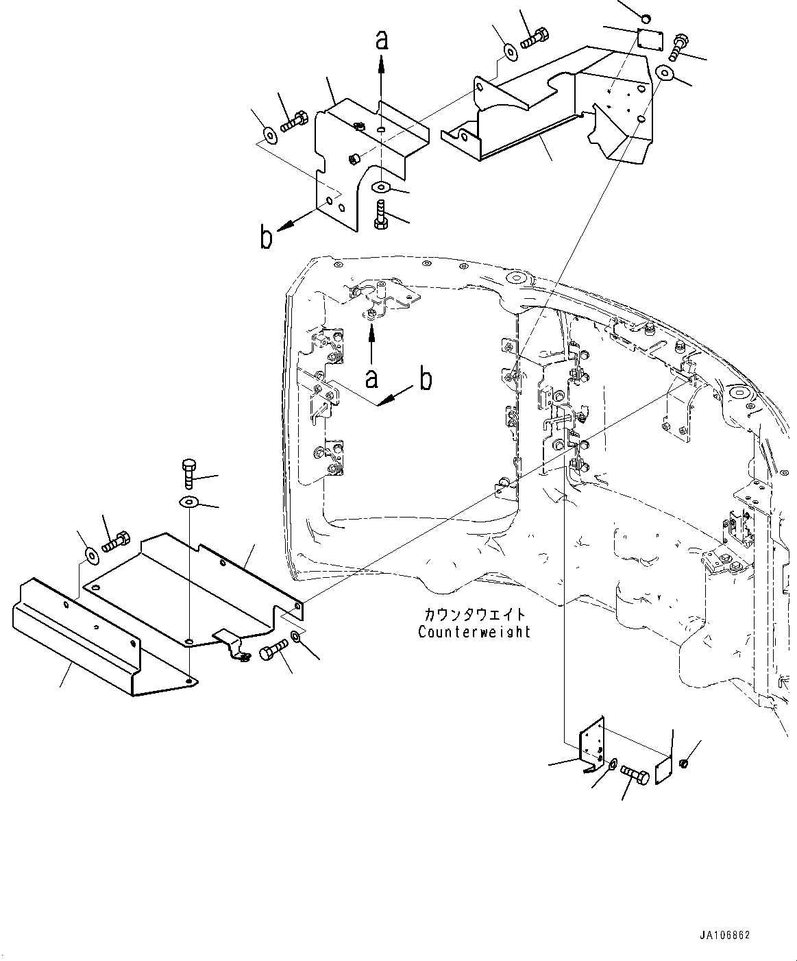 Komatsu parts book diagram for PW98MR-11E0 S/N F30001 AND UP: HOOD, DUCT COVER