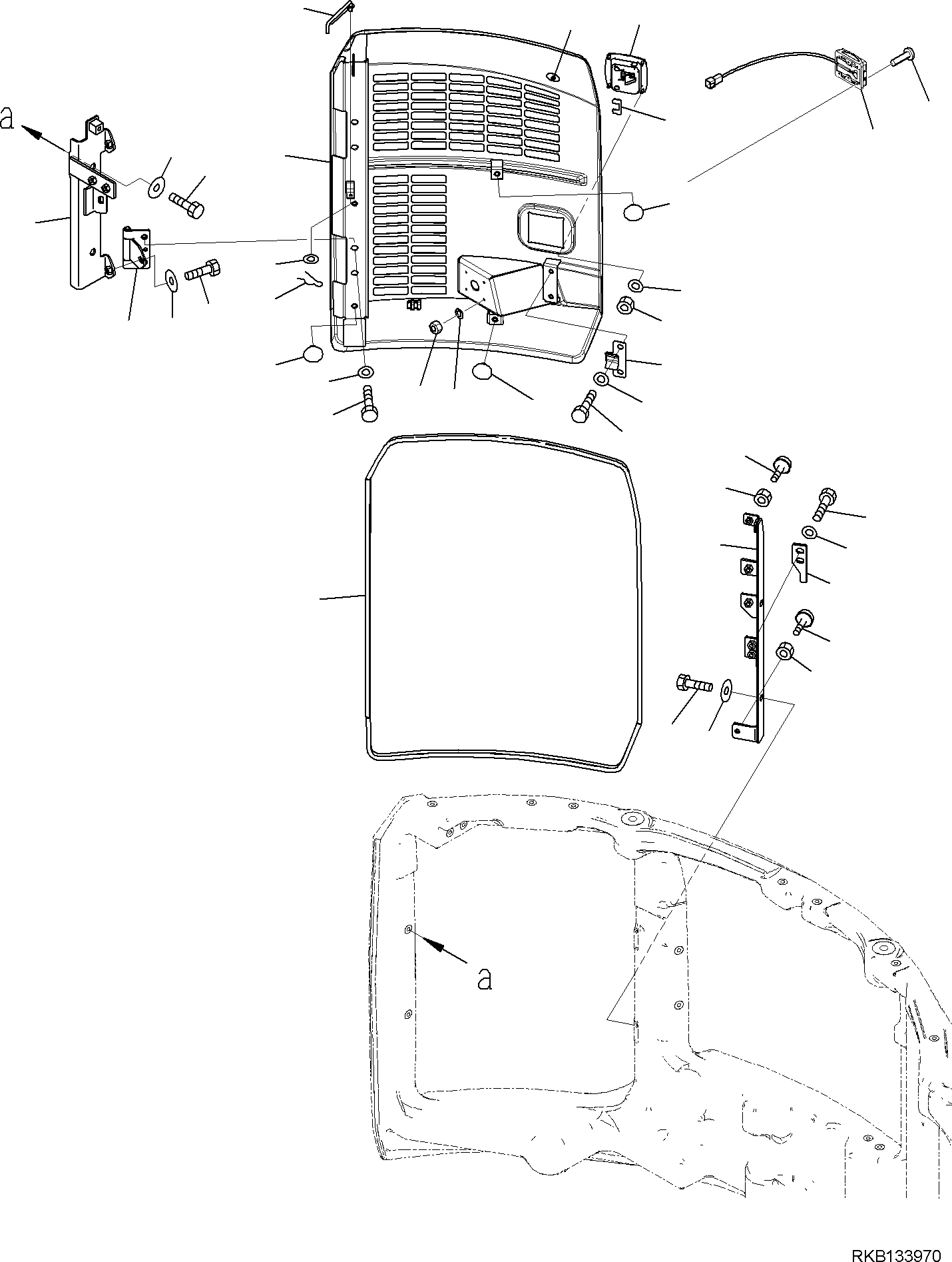 Komatsu parts book diagram for PW98MR-11E0 S/N F30001 AND UP: COUNTERWEIGHT, COVER, R.H.