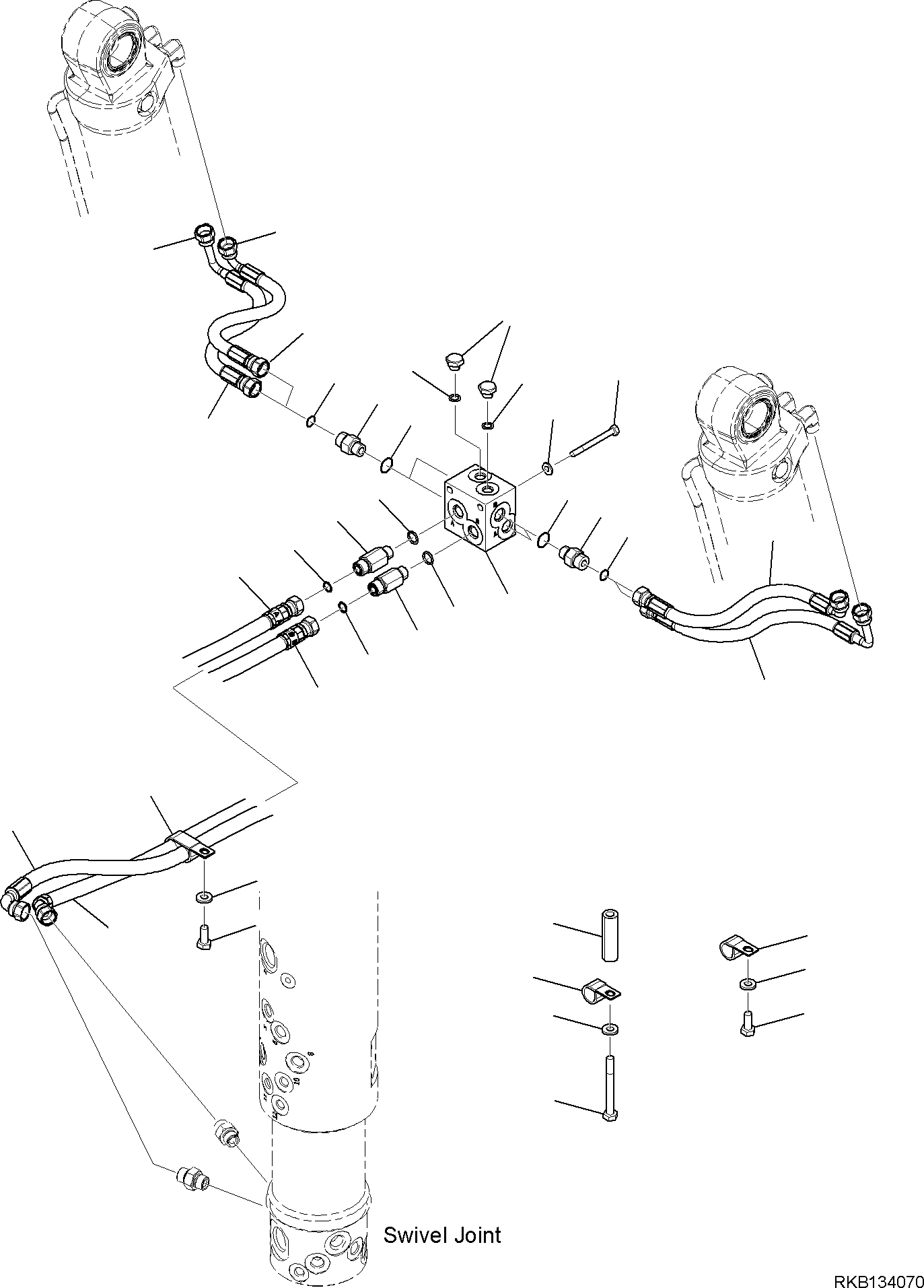 Komatsu parts book diagram for PW98MR-11E0 S/N F30001 AND UP: REAR BLADE PIPING