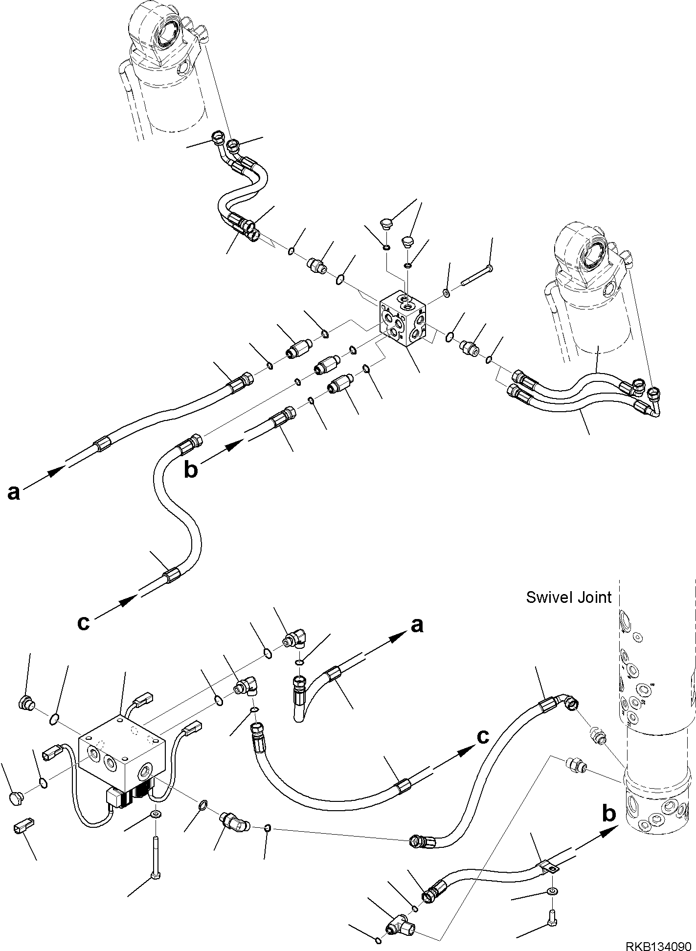 Komatsu parts book diagram for PW98MR-11E0 S/N F30001 AND UP: REAR OUTRIGGERS AND FRONT BLADE PIPING, REAR OUTRIGGERS AND FRONT BLADE PIPING (1/2)