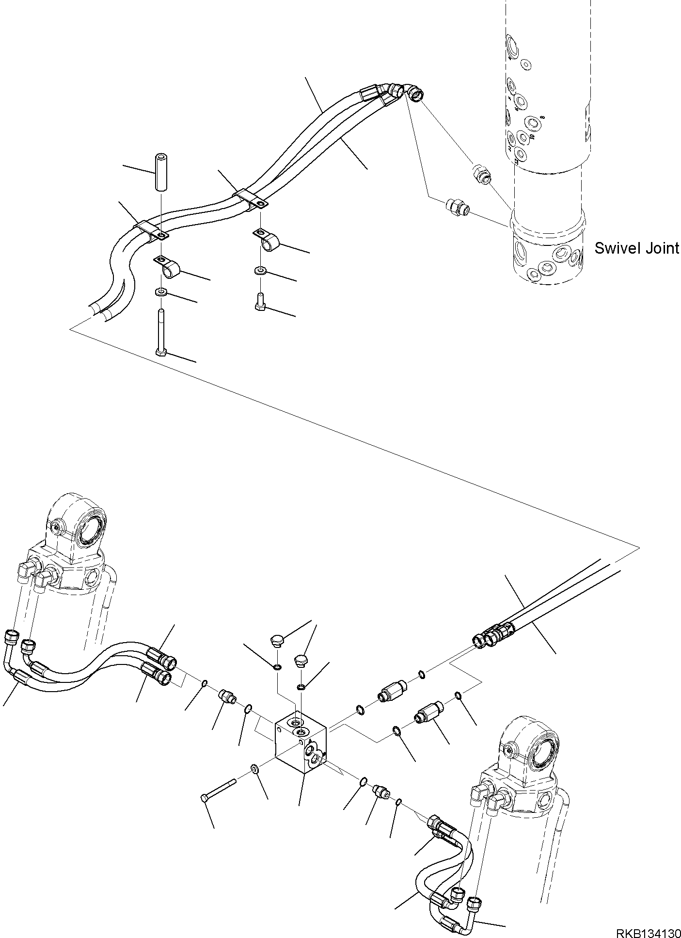 Komatsu parts book diagram for PW98MR-11E0 S/N F30001 AND UP: FRONT BLADE PIPING