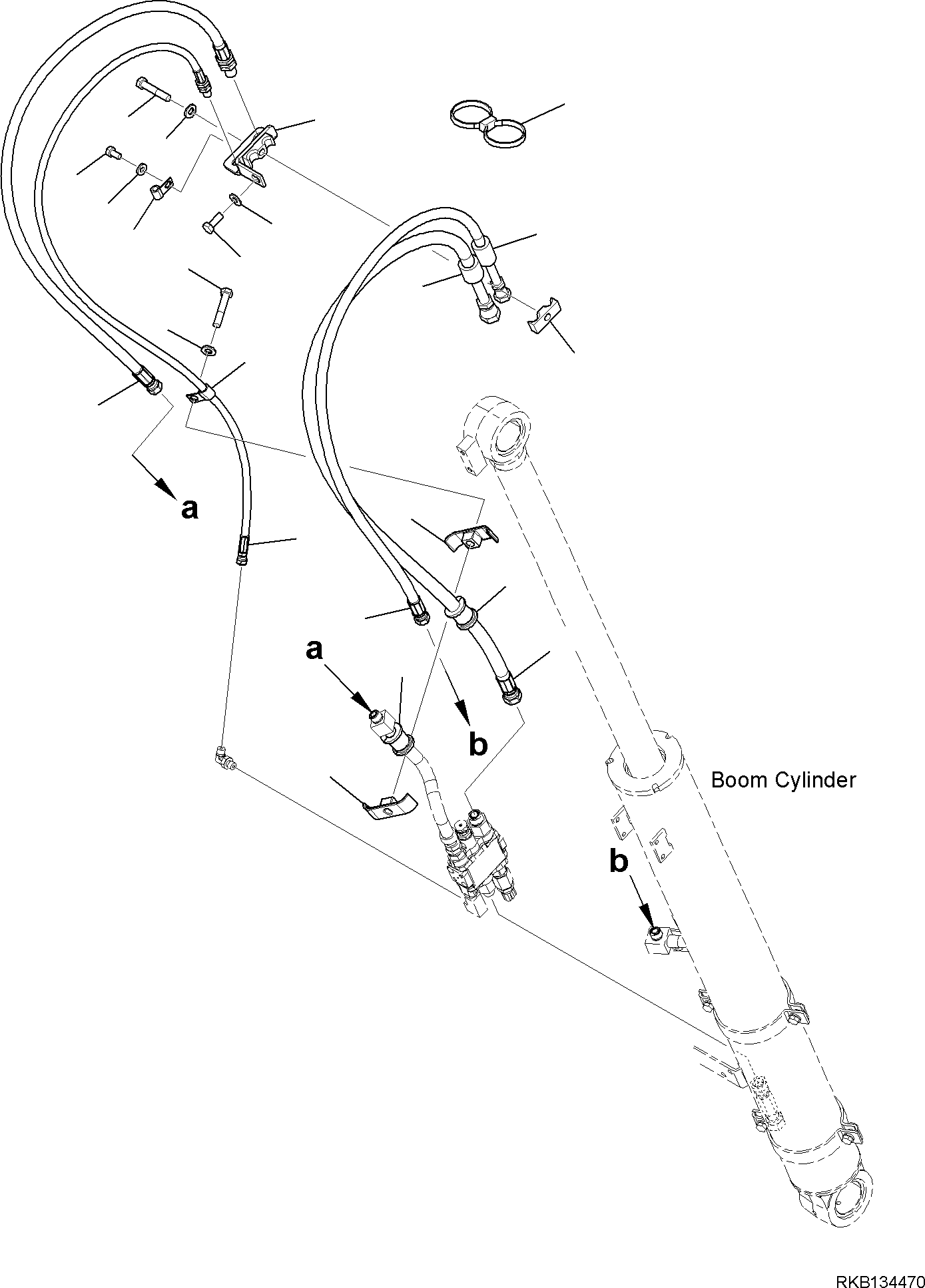 Komatsu parts book diagram for PW98MR-11E0 S/N F30001 AND UP: BOOM CYLINDER, PIPING (2/2)