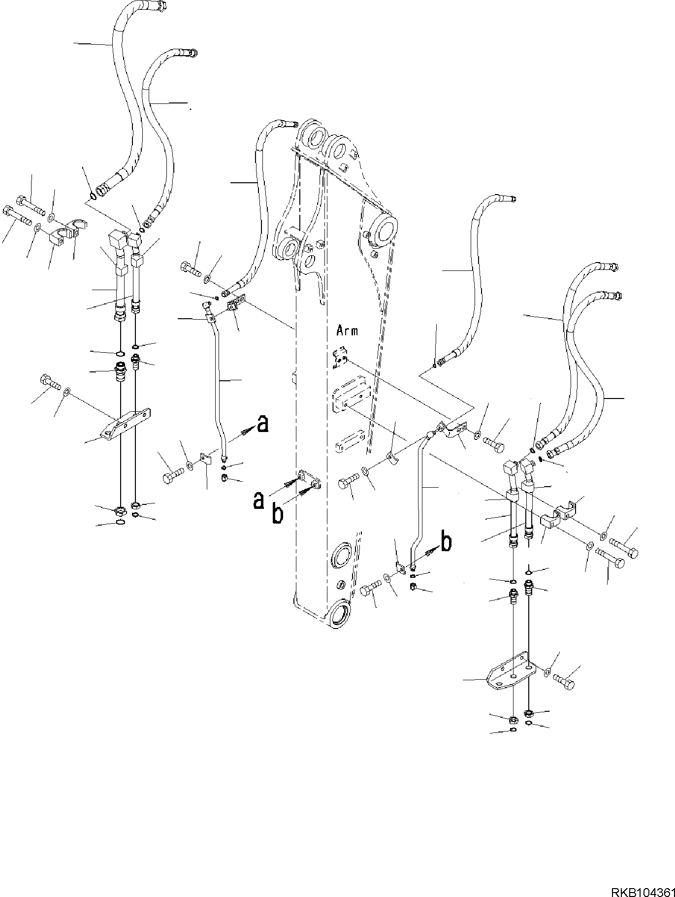 Komatsu parts book diagram for PW98MR-11E0 S/N F30001 AND UP: ARM, PIPING