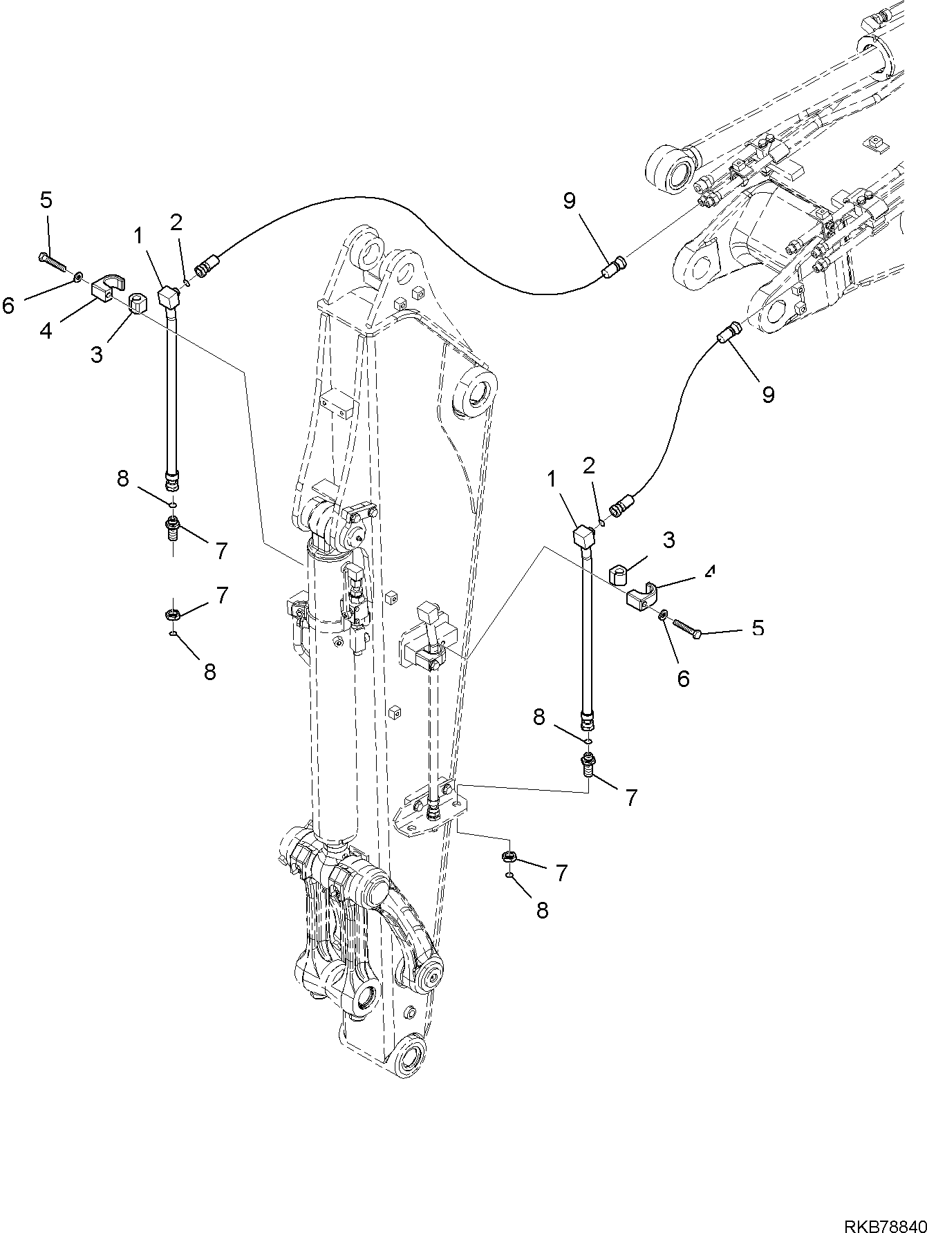 Komatsu parts book diagram for PW98MR-11E0 S/N F30001 AND UP: ARM, PIPING (2/3)