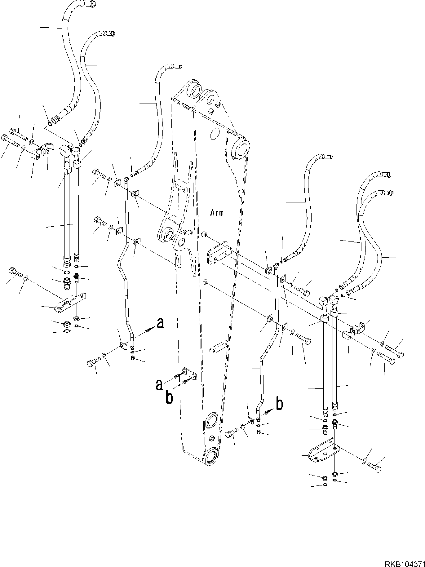 Komatsu parts book diagram for PW98MR-11E0 S/N F30001 AND UP: ARM, PIPING