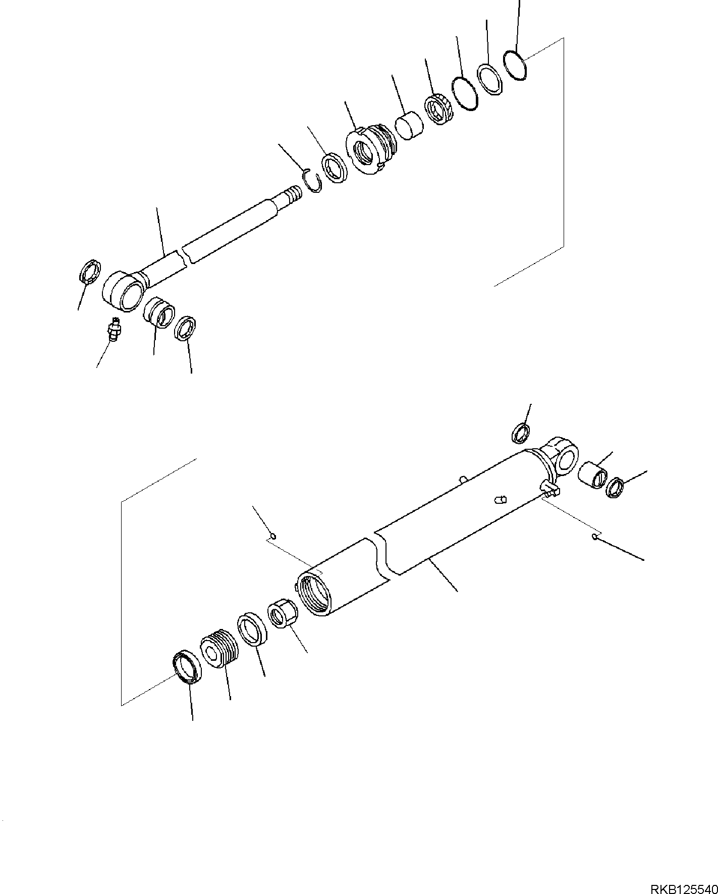 Komatsu parts book diagram for PW98MR-11E0 S/N F30001 AND UP: BUCKET CYLINDER, INNER PARTS, BUCKET CYLINDER