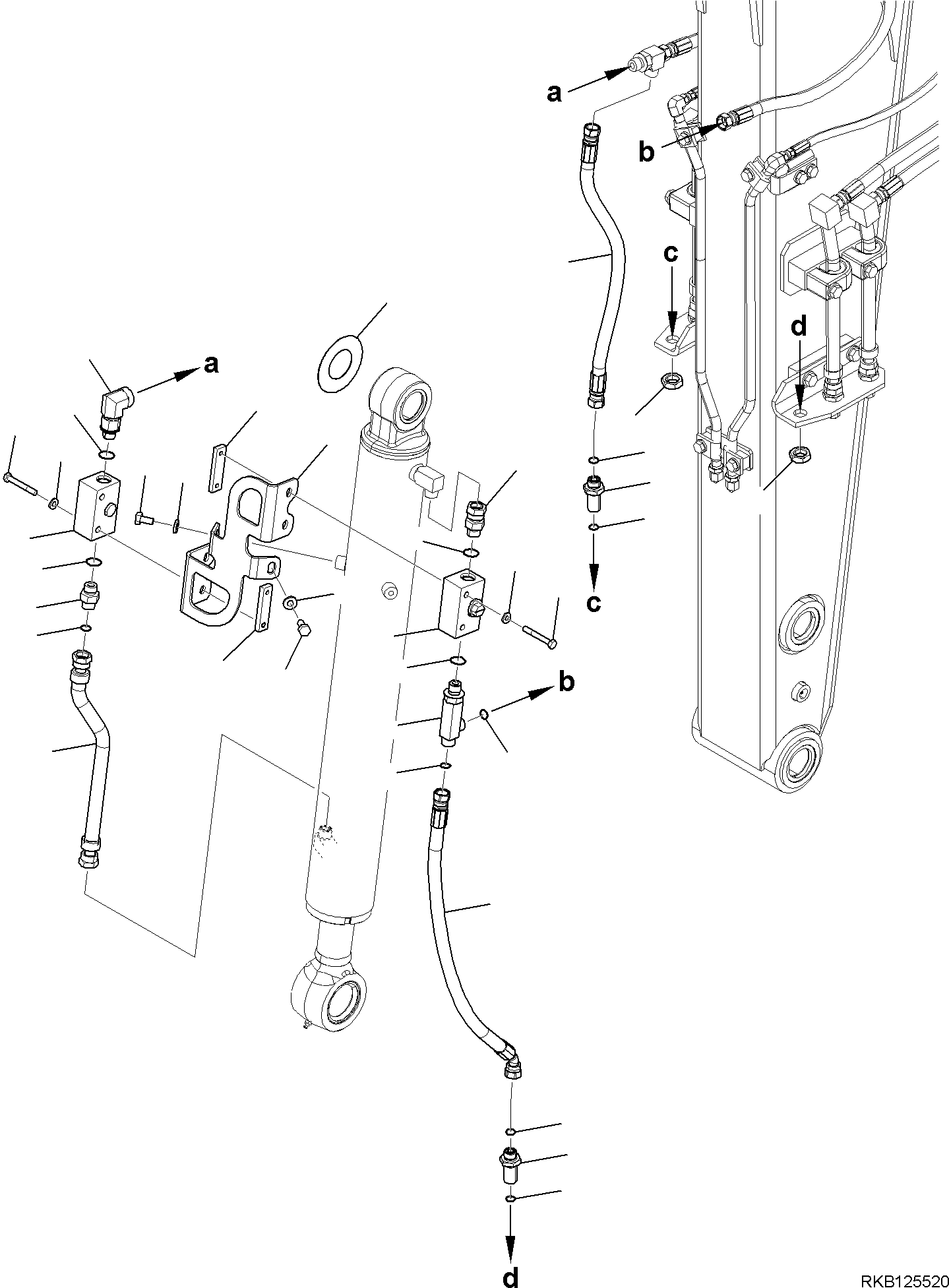 Komatsu parts book diagram for PW98MR-11E0 S/N F30001 AND UP: BUCKET CYLINDER, STOP VALVE