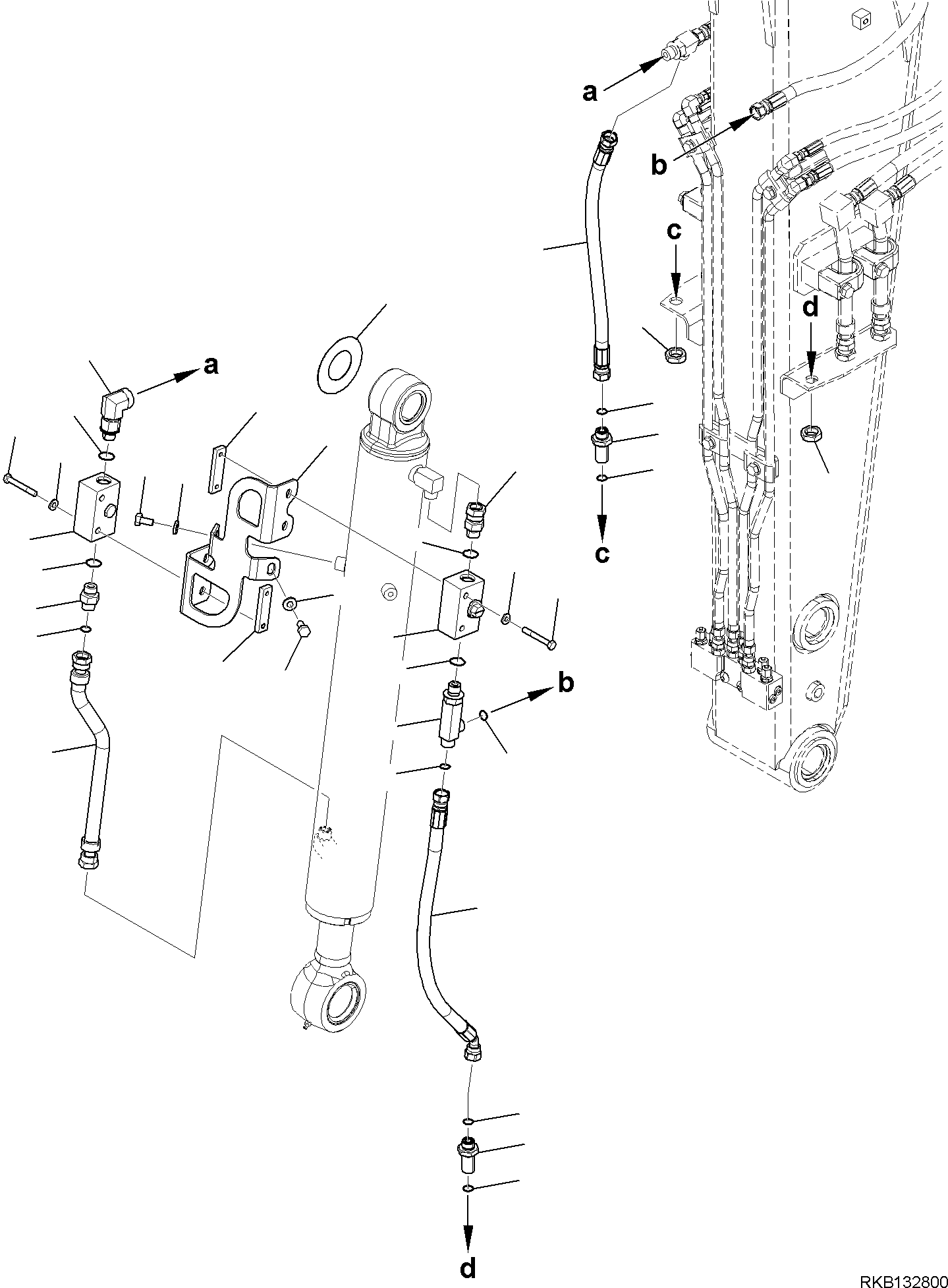 Komatsu parts book diagram for PW98MR-11E0 S/N F30001 AND UP: BUCKET CYLINDER, STOP VALVE