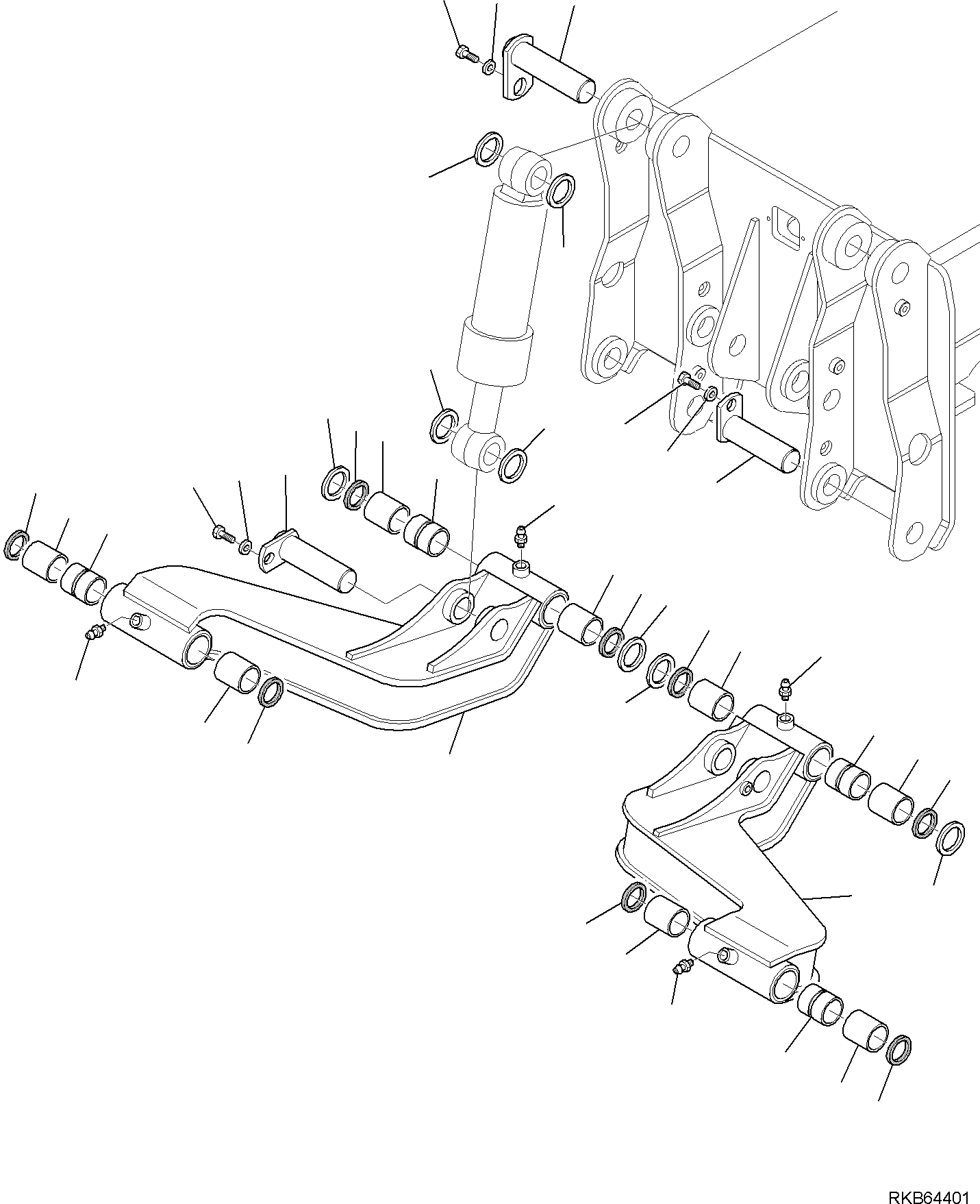 Komatsu parts book diagram for PW98MR-11E0 S/N F30001 AND UP: REAR OUTRIGGERS, LINKAGE