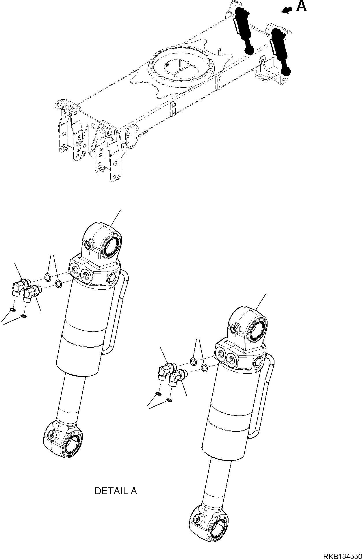 Komatsu parts book diagram for PW98MR-11E0 S/N F30001 AND UP: REAR OUTRIGGERS, MOUNTING PARTS