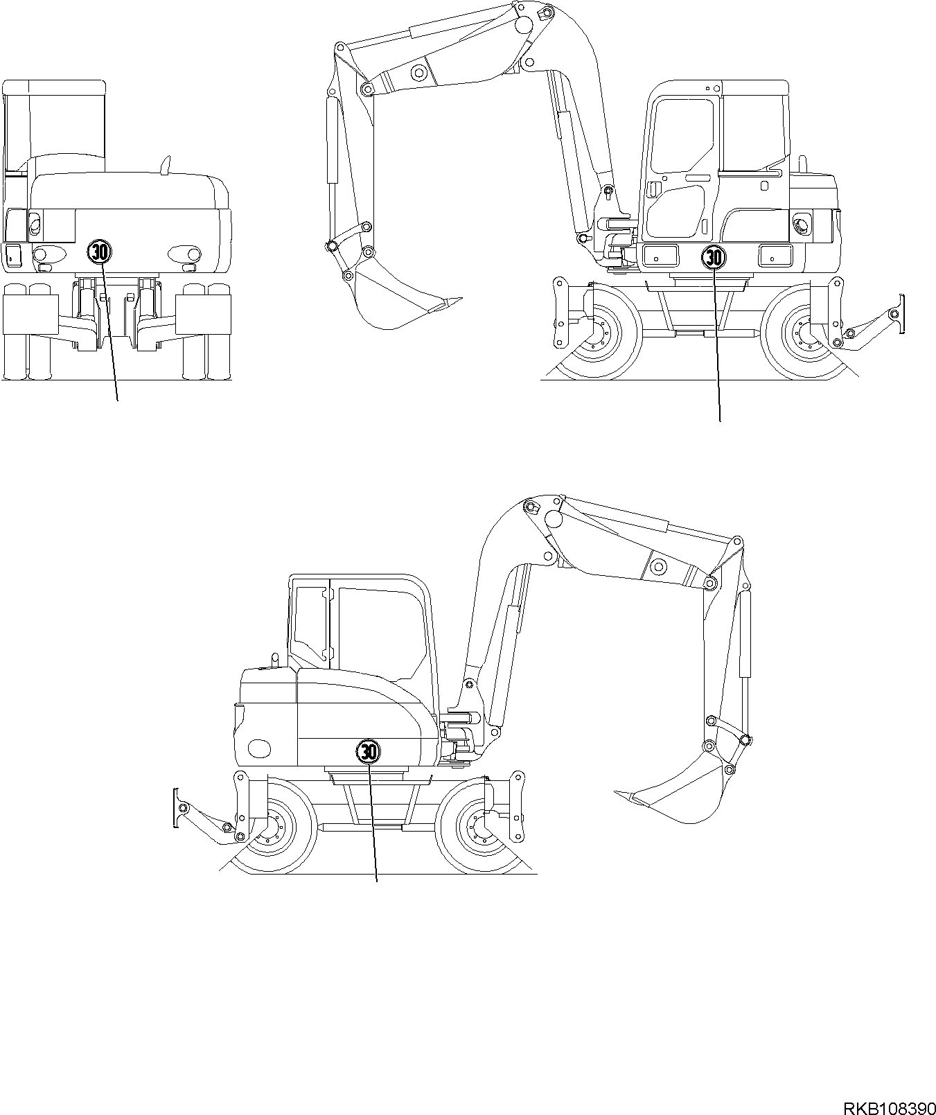 Komatsu parts book diagram for PW98MR-11E0 S/N F30001 AND UP: EQUIPMENT (FOR ROAD CIRCULATION) (TUV) (30 KM/H), EQUIPMENT (3/3)