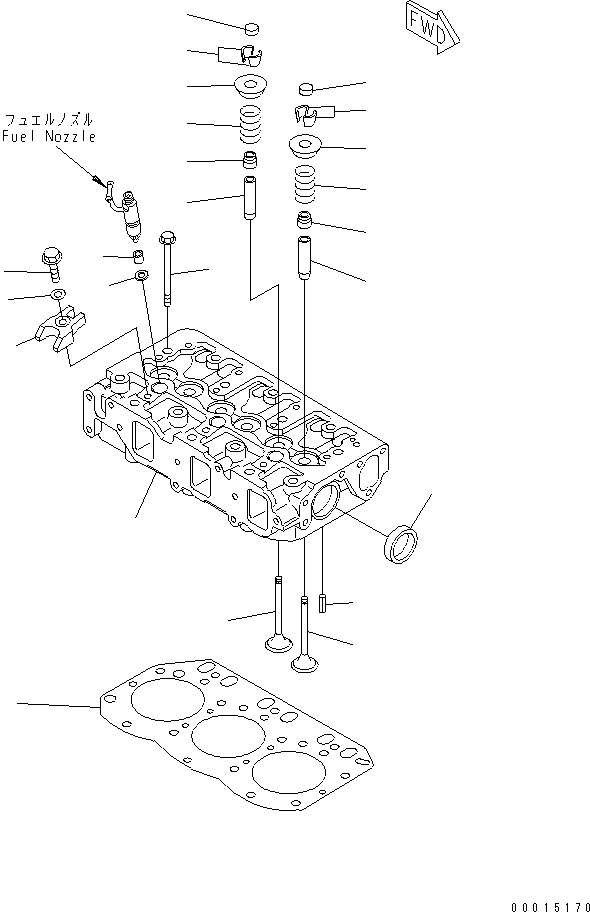 Komatsu parts book diagram for S3D84-5X-AB S/N 00461-UP: CYLINDER HEAD