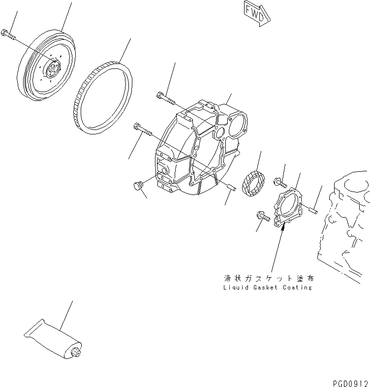 Engines Komatsu / S3D84E-5P-BA S/N 05382-UP(s3d84e0c) / FLYWHEEL AND FLYWHEEL HOUSING(030150 : A2210-A0A1)