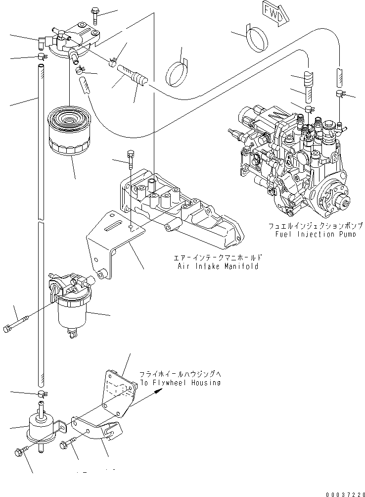 Engines Komatsu / S3D84E-5P-BA S/N 05382-UP(s3d84e0c) / FUEL FILTER AND PIPING(030250 : A4110-A0A1)