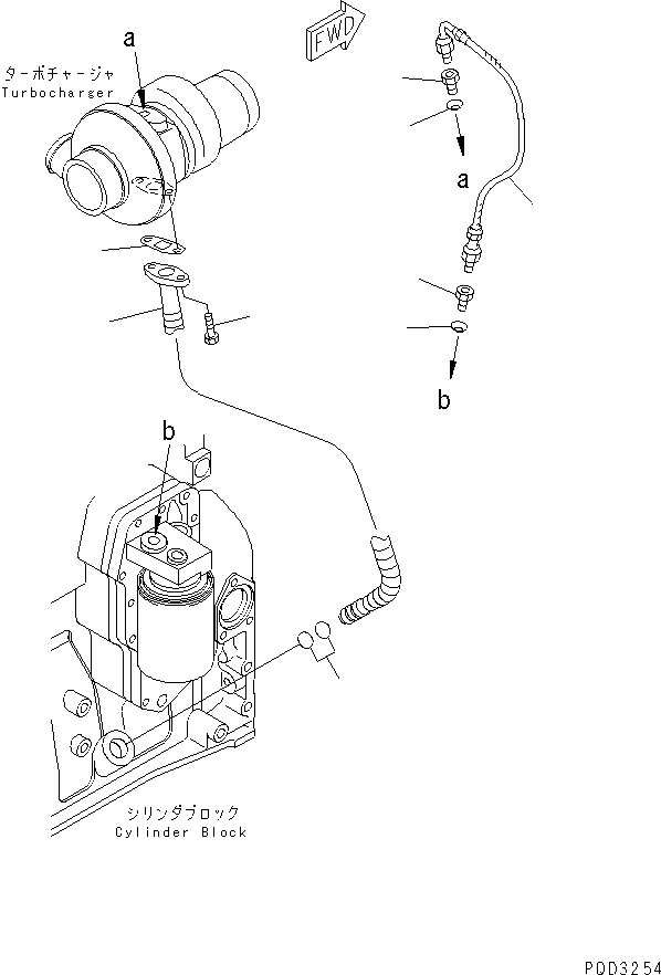 Engines Komatsu / S4D102E-1E S/N 26200163-UP(s4d1020r) / TURBOCHARGER OIL PIPING (FOR 35A AND 60A ALTERNATOR)(#26231225-)(030170 : A153T-01A3Y)