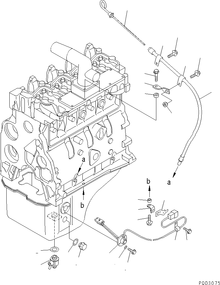 Engines Komatsu / S4D102E-1E S/N 26200163-UP(s4d1020r) / OIL LEVEL SENSOR AND OIL GAUGE (WITH OIL LEVEL SENSOR)(030460 : A2110-01A1)