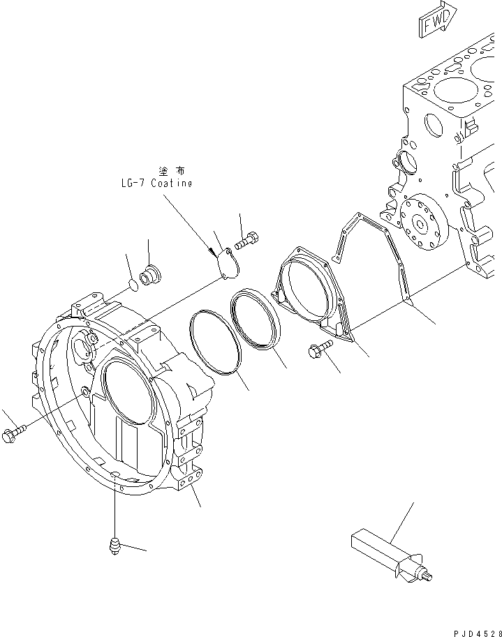 Engines Komatsu / S4D102E-1E S/N 26200163-UP(s4d1020r) / FLYWHEEL HOUSING(#26244410-)(030500 : A2219-01A6)