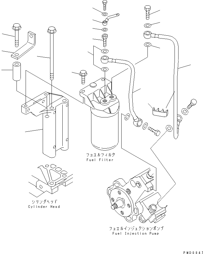 Engines Komatsu / S4D102E-1E S/N 26200163-UP(s4d1020r) / FUEL FILTER MOUNTING AND PIPING(#26210163-26233544)(030980 : A4110-01A0Z)