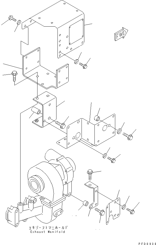 Komatsu parts book diagram for S4D102E-1F S/N 26200163-UP: HEAT SHIELD(#26200415-26220139)