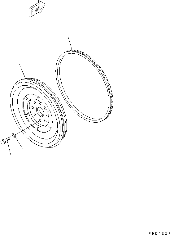 Komatsu parts book diagram for S4D102E-1F S/N 26200163-UP: FLYWHEEL(#26200163-26212899)