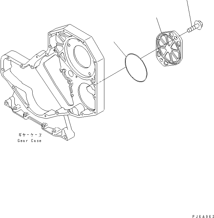 Komatsu parts book diagram for S4D102E-1F S/N 26200163-UP: FRONT GEAR TRAIN COVER(#26264933-)