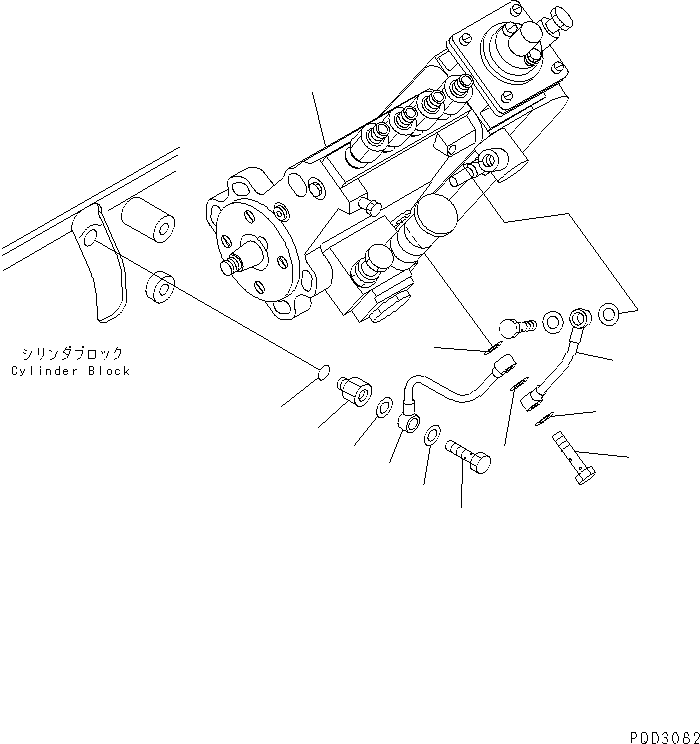 Komatsu parts book diagram for S4D102E-1F S/N 26200163-UP: FUEL INJECTION PUMP AND OIL PIPING (FOR REGULATION OF EPA)(#26200415-26229924)