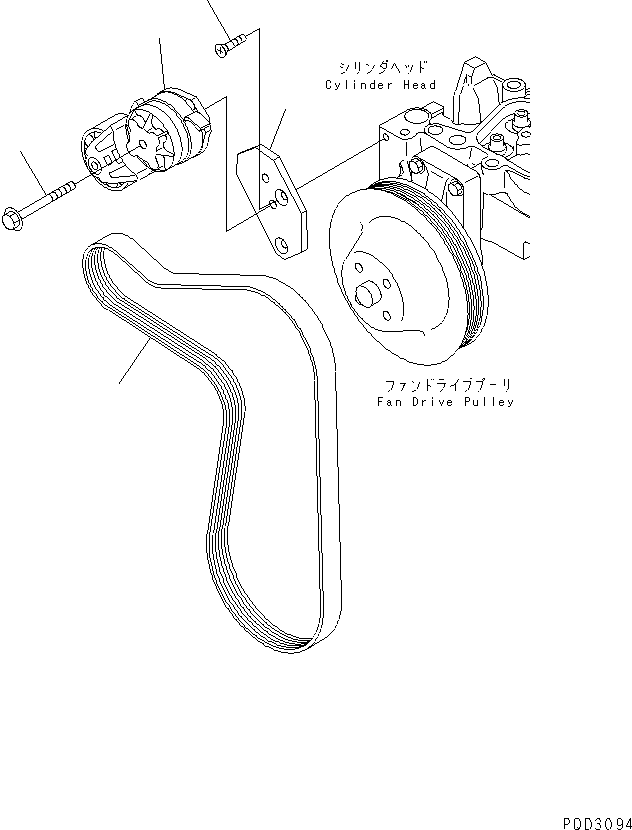 Komatsu parts book diagram for S4D102E-1F S/N 26200163-UP: BELT TENSIONER (COOLER SPEC.)(#26200415-)