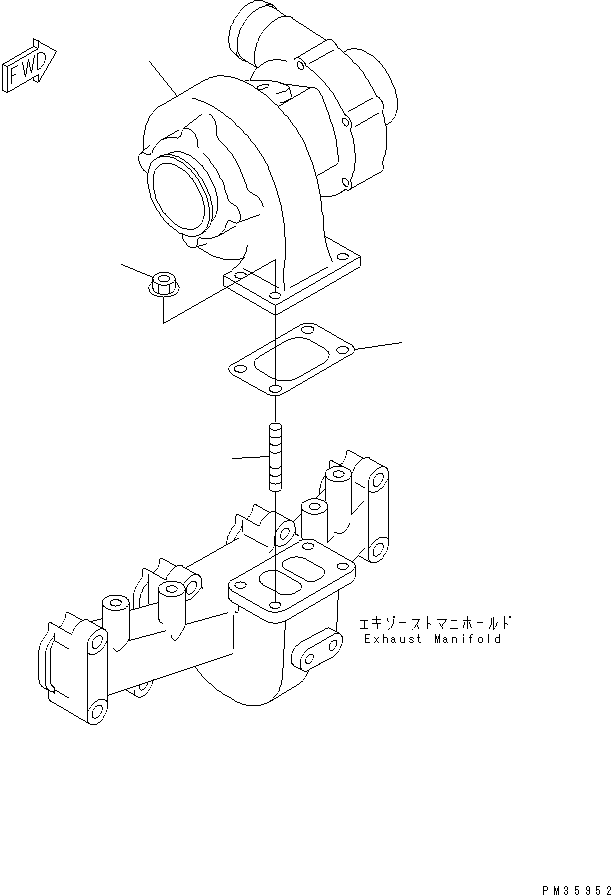 Komatsu parts book diagram for S4D102E-1E-T S/N 26200163-UP: TURBOCHARGER MOUNTING(#26200163-26233151)