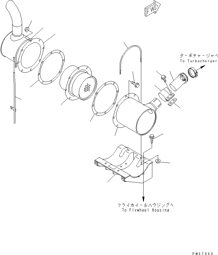 Komatsu parts book diagram for S4D102E-1E-T S/N 26200163-UP: MUFFLER (TUNNEL SPEC.) (CERAMIC TYPE)