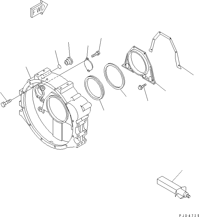 Komatsu parts book diagram for S4D102E-1E-T S/N 26200163-UP: FLYWHEEL HOUSING(#26240504-26244409)