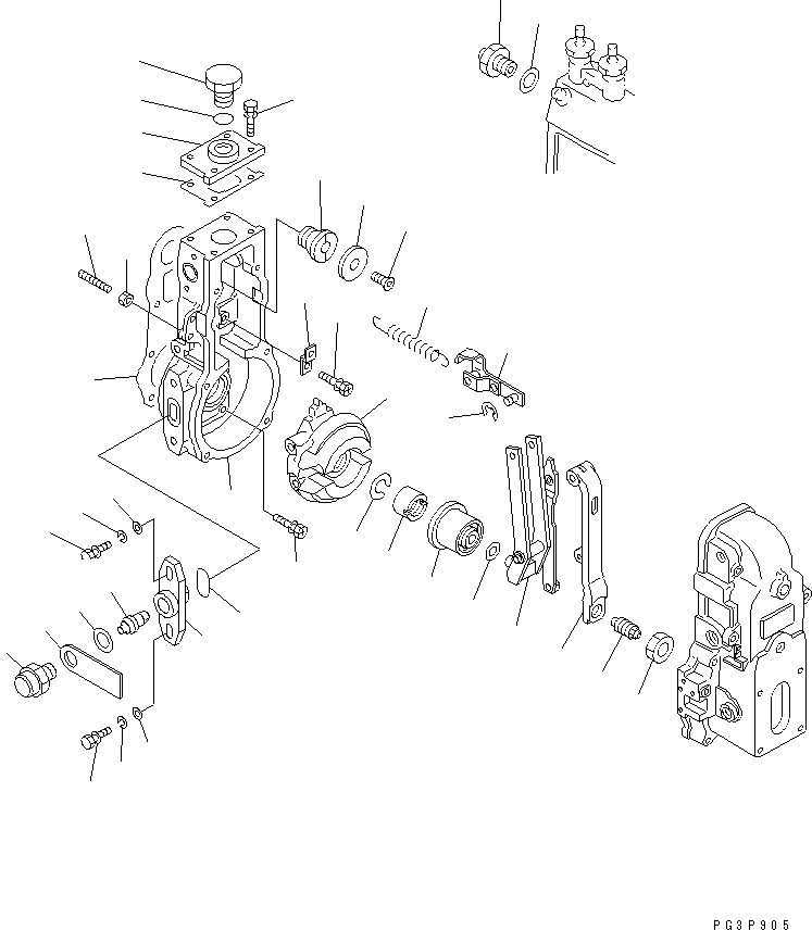 Komatsu parts book diagram for S4D102E-1E-T S/N 26200163-UP: FUEL INJECTION PUMP (GOVERNOR) (1/2) (INNER PARTS)(#26201324-26204797)