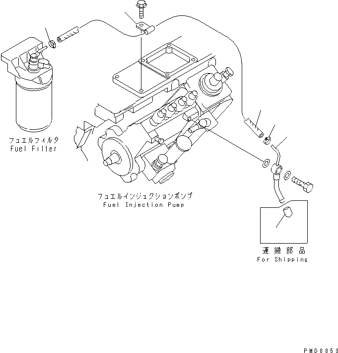 Komatsu parts book diagram for S4D102E-1E-T S/N 26200163-UP: FUEL RETURN