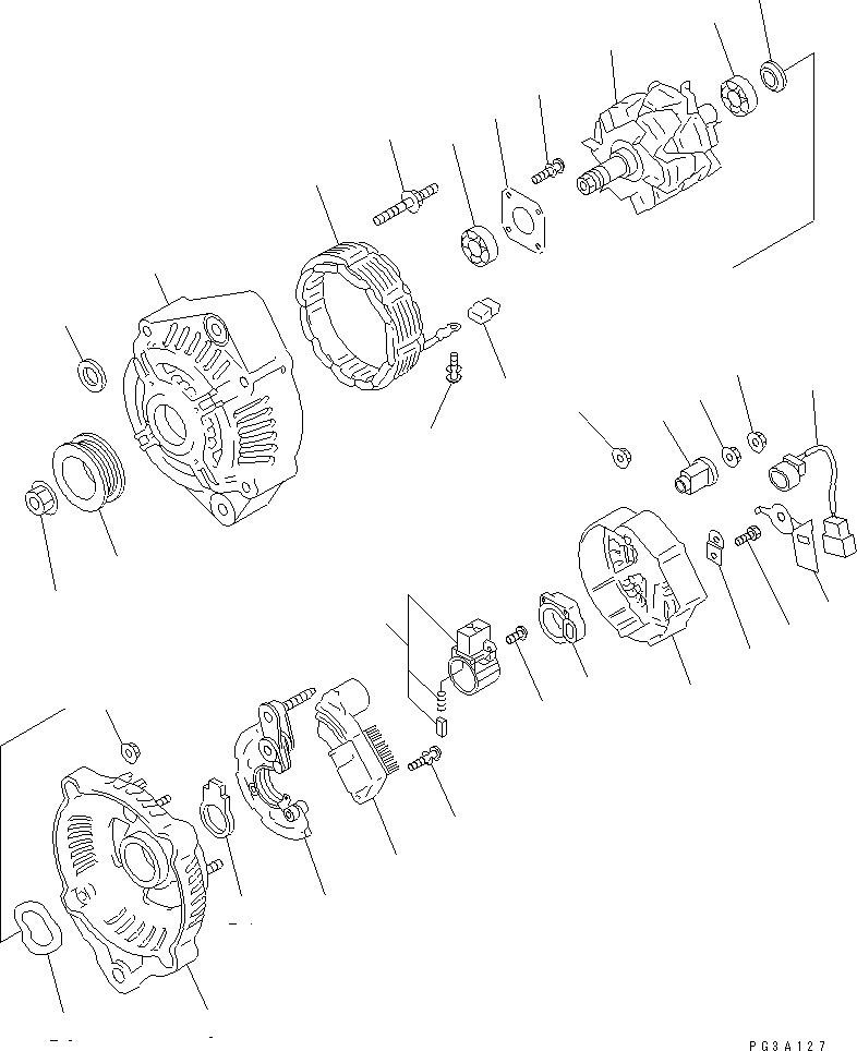 Komatsu parts book diagram for S4D102E-1E-T S/N 26200163-UP: ALTERNATOR (60A) (INNER PARTS)(#26212361-)
