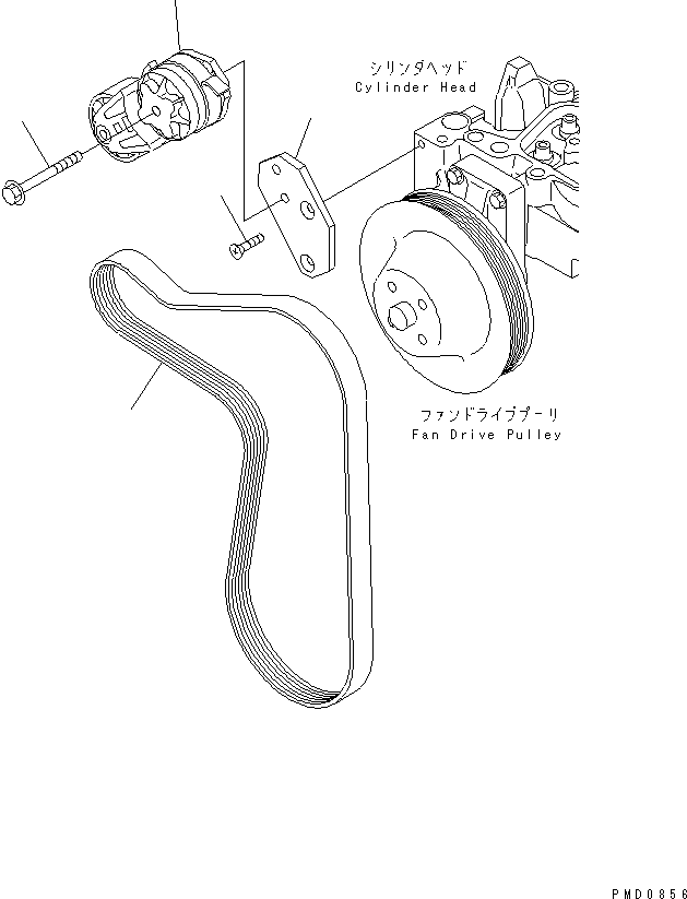 Komatsu parts book diagram for S4D102E-1E-T S/N 26200163-UP: BELT TENSIONER (FOR 25A ALTERNATOR) (COOLER SPEC.)