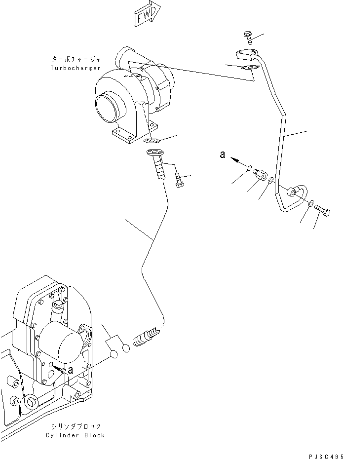 Engines Komatsu / S4D102E-1E-Z3 S/N 26200163-UP(s4d1023c) / TURBOCHARGER OIL PIPING(#26277270-)(030150 : A153T-01B0)